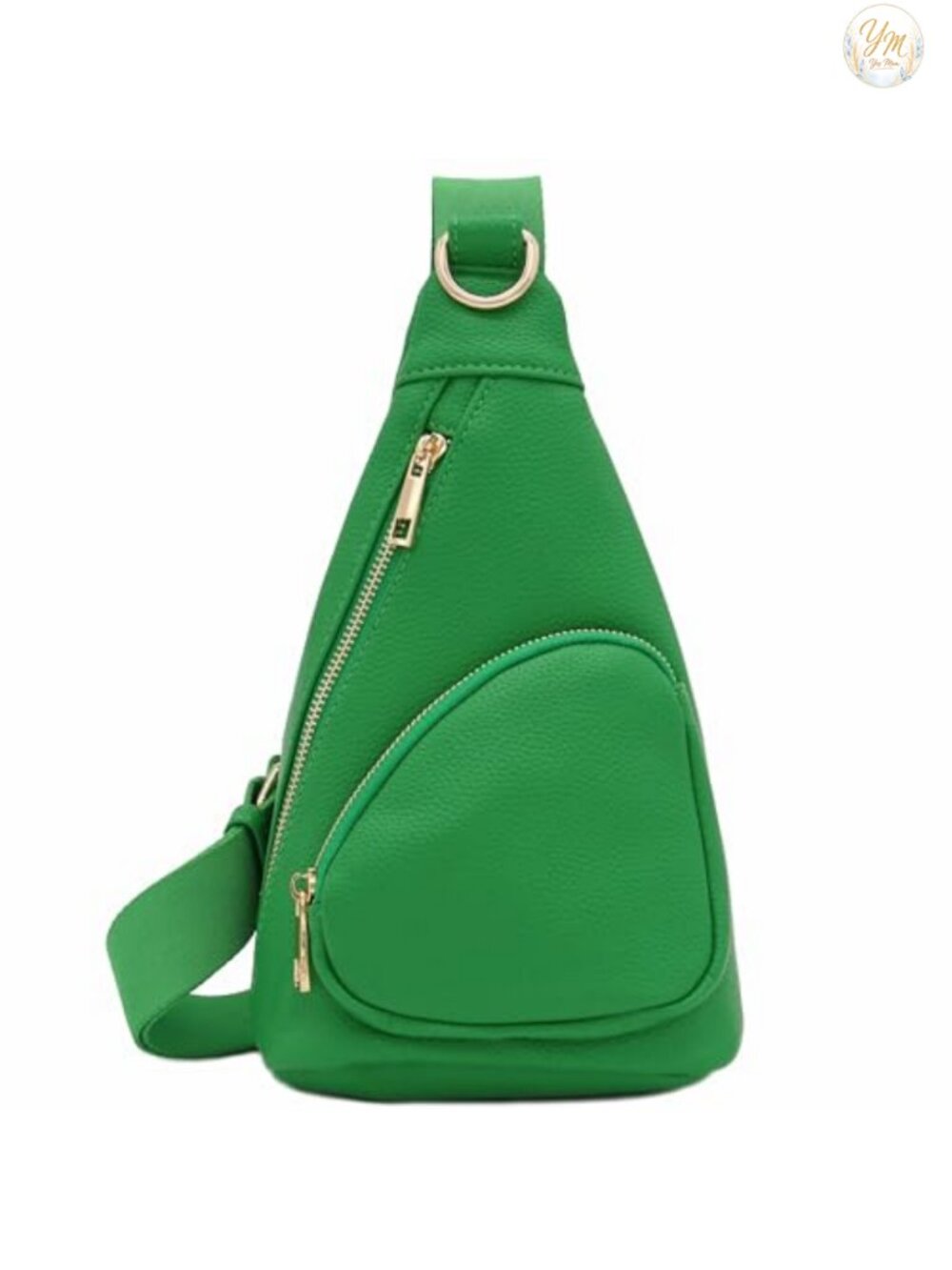 Faux Leather Triangle Sling Bag Adjustable Strap Crossbody